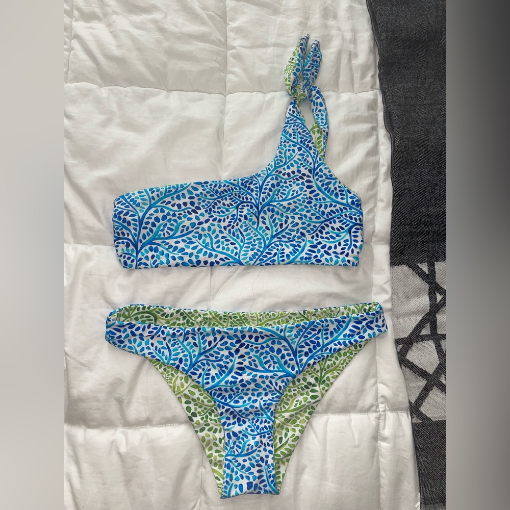 Solid & Striped Swimsuit- Size Medium - Reversible - image 1